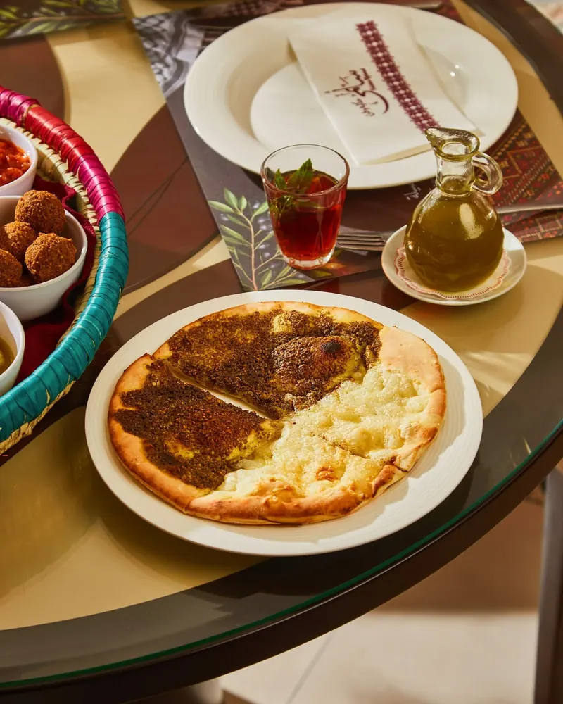 Za'atar and cheese manakish